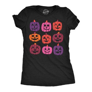 Womens Funny T Shirts Colorful Pumpkins Sarcastic Halloween Graphic Novelty Tee For Ladies - Crazy Dog Women's T Shirt For Halloween Season Black L - 1 of 4