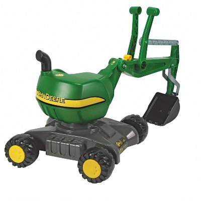 Green Resin Ride-On Excavator with 360-Degree Shovel