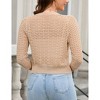 Women's 3/4 Sleeve Cropped Cardigan Summer Lightweight Button Down Sweater Crochet Knit Bolero Shrugs - 4 of 4
