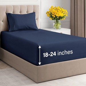 Extra Deep Pocket 4 Piece Sheet Set - Soft Bed Sheets, Fits 18"-24" Mattresses - CGK Linens - 1 of 4