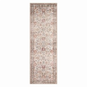 coucheta 2x6 Vintage Runner Rug, Washable,Non Slip,Non Shedding, Hallway Runner Soft Rug, Low Pile, Camel Floral - 1 of 4