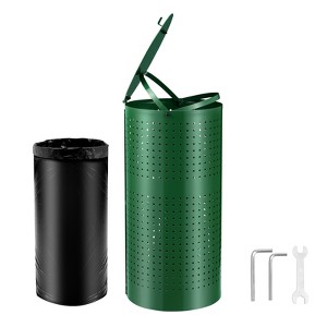 VEVOR Dog Poop Trash Can with 50 Liner Bags, 11.5 Gallons Outdoor Dog Waste Bin with Lid & Liner Clip for Pet Waste Station, Green - 1 of 4