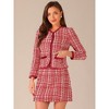 INSPIRE CHIC Women's Outfits Plaid Tweed Short Blazer and Skirt Suit Set 2 Pieces - 4 of 4
