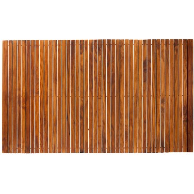 Nordic Teak 59" x 35" Oiled Shower and Bath Mat with Rubber Footing