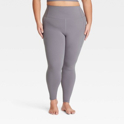 Women's Everyday Soft Ultra High-Rise Pocketed Leggings - All In Motion™ Gray 1X: Moisture Wicking, Quick Drying, UPF 50+ Bottoms