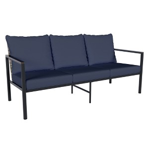 YARDSIGHT 3-Seater Modern Comfortable Patio Sofa - Galvanized Steel Frame & Woven Rattan Design, Versatile Use for Living Room, Patio, Balcony - 1 of 4