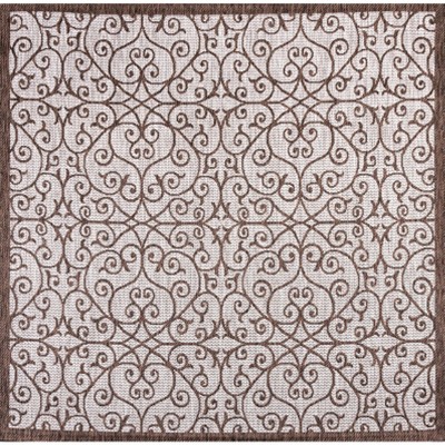 Madrid Taupe and Espresso Square Synthetic Area Rug