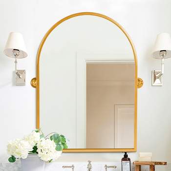 Neutypechic Metal Frame Arch Mirror Pivot Bathroom Vanity Mirror