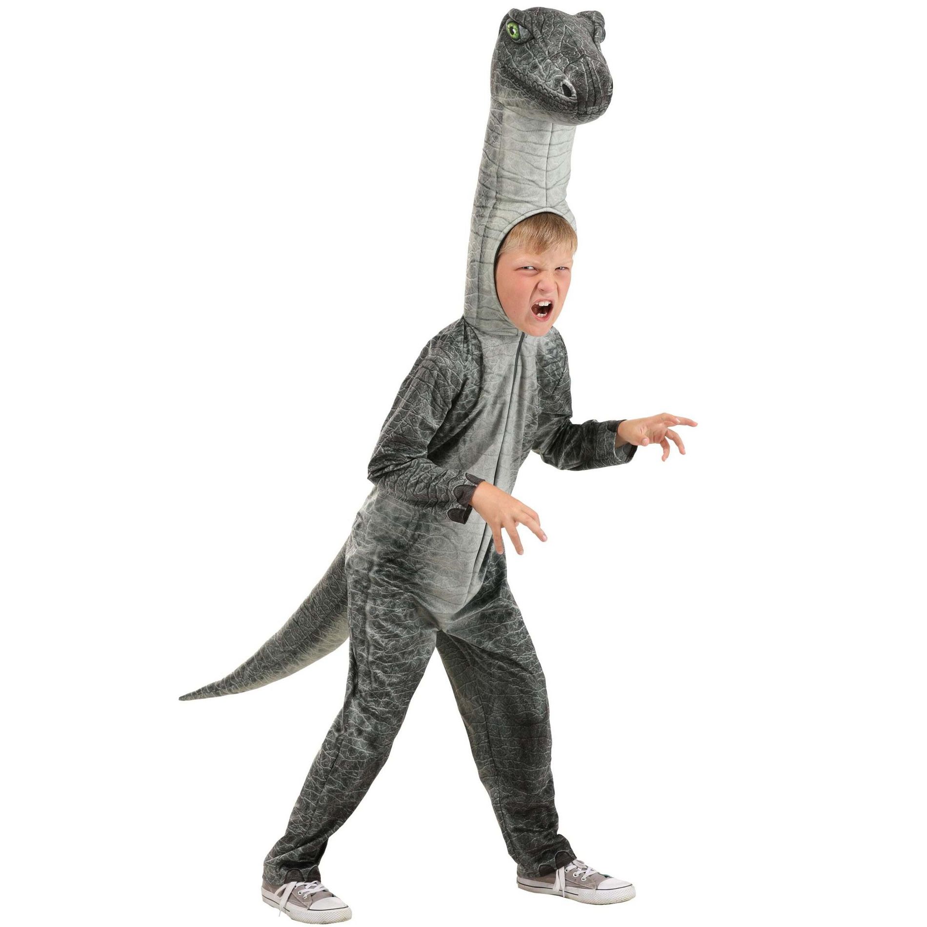 HalloweenCostumes.com Kid's Brontosaurus Costume, Grey Dinosaur Outfit, Jurassic Brachiosaurus Jumpsuit