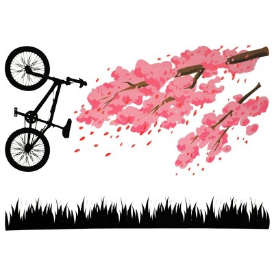 Slickblue Flowering Cherry Tree Sticker – Vibrant Tree Design for Living Room or Bedroom 19.7" x 27.6"