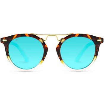 WMP Eyewear Geometric Metal Frame Aviator Polarized Sunglasses - Gold  Frame/Black Lens