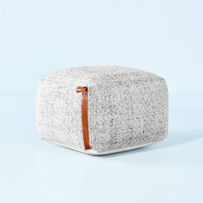 Hand-Woven Pouf Ottoman with Leather Trim - Hearth & Hand™ with Magnolia