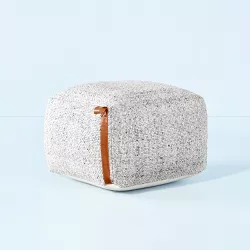 Hand-Woven Pouf Ottoman with Leather Trim - Gray - Hearth & Hand™ with Magnolia
