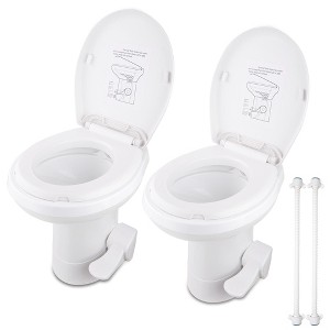 Yescom 2 Packs  Gravity Toilet Flush Camper Toilet 20" High Profile Travel Trailer Toilet for RV Camping White - 1 of 4