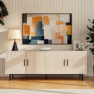 Dyonery 70" Fluted TV Stand, Entertainment Center with Storage£¬ Adjustable Shelf, Modern TV Console for Living Room and Bedroom, White - 1 of 4