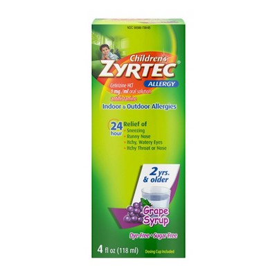 Children's Zyrtec 24 Hour Allergy Relief Syrup - Grape - Cetirizine - 4 fl oz