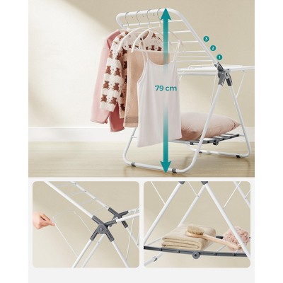 Compact White Foldable 2-Level Clothes Drying Rack