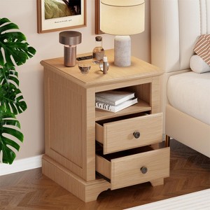 18" Vintage Nightstand wtih Charging Station, End Table Side Table with 2 Drawers for Bedroom, Living Room - 1 of 4
