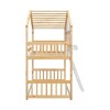 Sapphtopaz Twin Over Twin Bunk Bed, Loft Bed with Roof, Safety Guardrails, Window Box and Ladder for Bedroom,Natural+White - 2 of 4