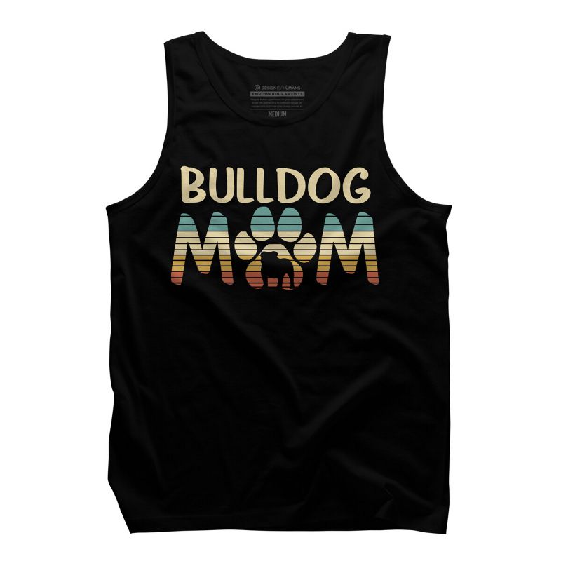 Men's Design By Humans Retro Bulldog Mom Paw Print By clickbong Tank Top, 1 of 3
