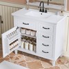 ORRD 36" Bathroom Vanity with Ceramic Sink, Solid Wood Frame, Flip Drawers & Adjustable Shelf, Poplar MDF Cabinet - 2 of 4