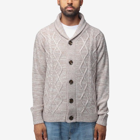 Shawl collar 2024 cable knit cardigan