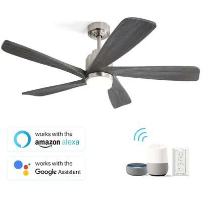Sofucor 52 inch Ceiling Fan Lights Kit Remote Modern Smart Ceiling Fan Work with Alexa APP, Indoor Outdoor Ceiling Fan with 3 Downrods