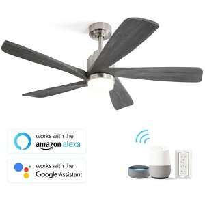 Sofucor 52 inch Ceiling Fan Lights Kit Remote Modern Smart Ceiling Fan Work with Alexa APP, Indoor Outdoor Ceiling Fan with 3 Downrods - 1 of 4