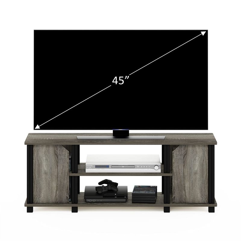 Furinno Simplistic TV Stand Entertainment Center with Shelves and Storage for TV Size up to 45 Inch, French Oak/Black, 2 of 5