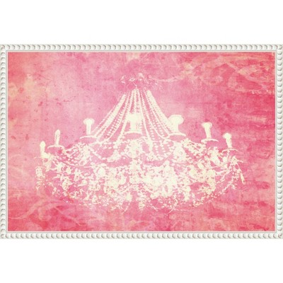 Pink Chandelier Abstract Canvas Print with White Frame