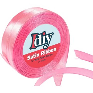 iDIY Satin Ribbon (1/2", 50 Yards) No wire, Arts & Crafts, Gift Wrapping, Baskets, Sewing Projects, Party Decor, Hair Bows & Baby Showers - Neon Pink - 1 of 4
