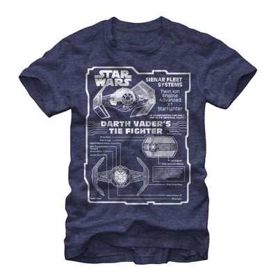 Men's Star Wars TIE Advanced  T-Shirt - Navy Heather - X Large