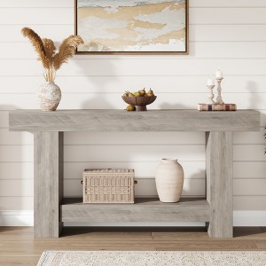 Console Table for Entryway, Entry Accent Table for Living Room, Long Console Table with Storage, 2-Tier Farmhouse Hallway Table - 1 of 4