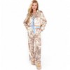 Anna-Kaci Women's Toile Print Satin Pajama Set with Ribbon Tie and Wide-Leg Pants- Khaki,Small - 2 of 4