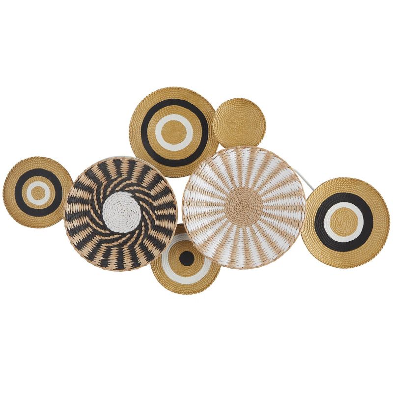 Dried Plant Plate Handmade Woven Wall Decor with Intricate Patterns Gold - The Novogratz, 3 of 6