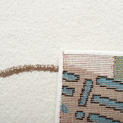 Ivory and Blue Airplane Kids Rectangular Rug, 4' x 6'