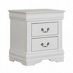 Royal Hampton Nightstand, 2 Drawers, Classic White Solid Wood, Nickel Metal Handles - 1 of 4
