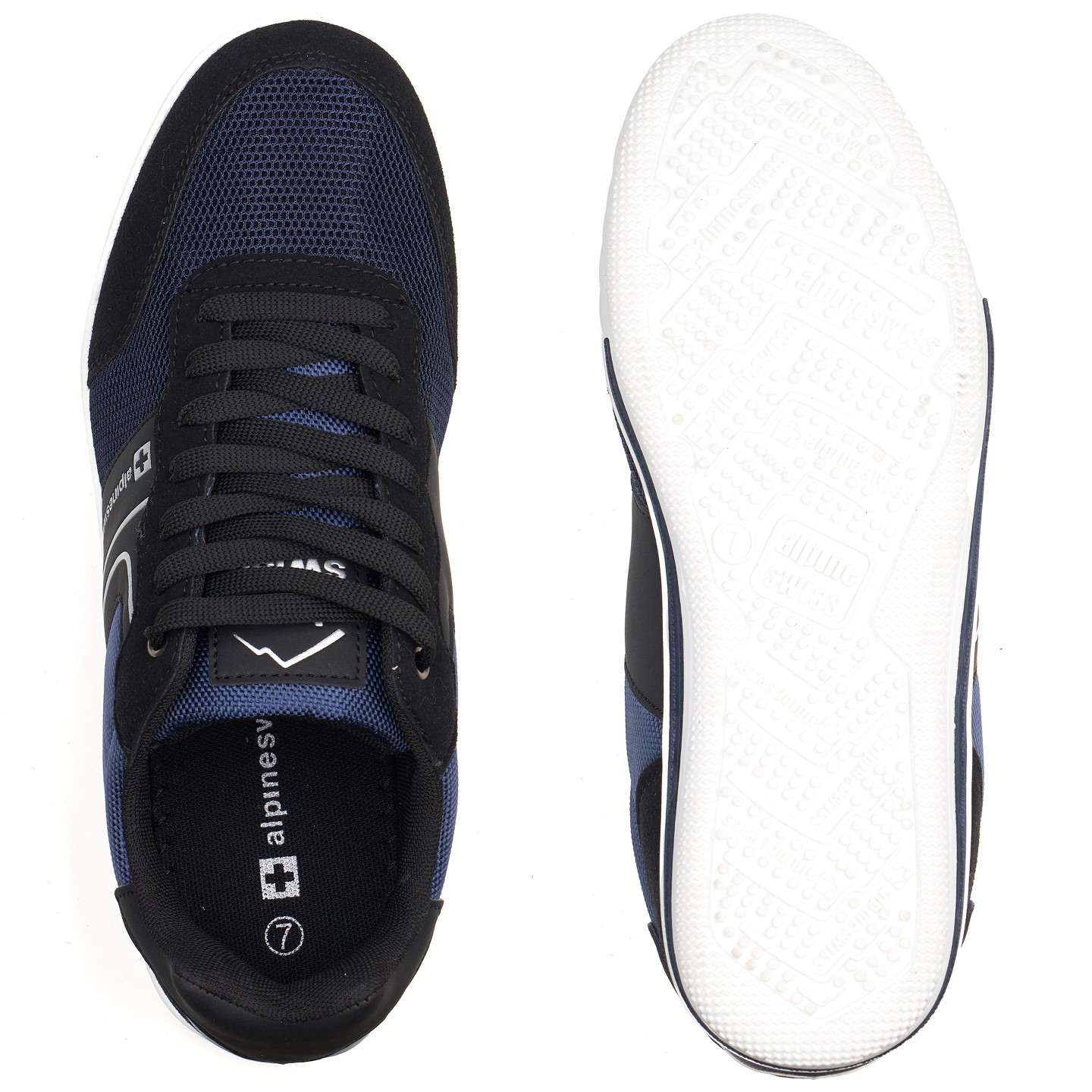 Мужские кроссовки Alpine Swiss Liam Casual Shoes Suede Trim Fashion Sneakers Low Top Lace Up Stylish Tennis Shoes BLK — фото 5