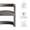 Modway Winslow Velvet Dining Chair – Storm Gray Upholstered Side Chair with Stain-Resistant Fabric, Accent or Vanity Seating - 2 of 4
