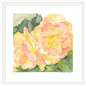 Kate and Laurel Framed Art Orange Pink Abstract Begonia by Patricia Shaw, 35x35, Oliver White Narrow - 1 of 4