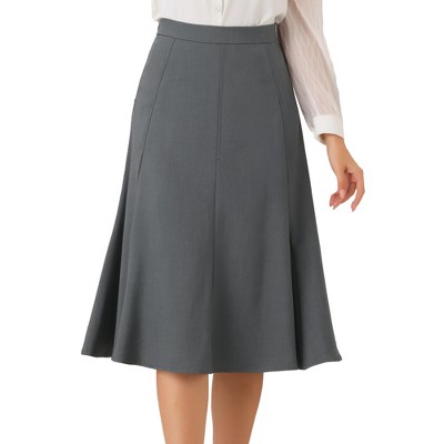 Allegra K Women's Side Zipper High Waist Elegant Flared A Line Midi Skirts