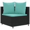 vidaXL Patio Sofa Set with Cushions Lounge Setting Outdoor Furniture Poly Rattan - Black and Blue 3 Piece - 3 of 4