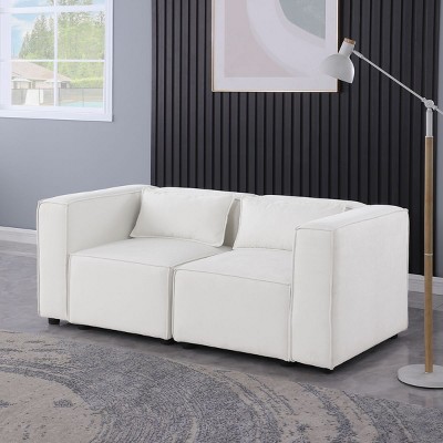 Modular Sofa Couch with Grayish Beige Chenille Fabric, U Shaped Sectional Sofa with Movable Ottoman, Modern Modular Sofa for Living or Apartment-Koiai