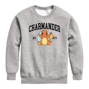 Boys' - Pokémon - Charmander Collegiate- Youth Crew Fleece Sweatshirt Graphic Long Sleeve Fleece Sweatshirt - 1 of 4