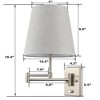 Claxy Modern Brushed Nickel Plug-in or hardwired Swing Arm Wall Lamp with Fabric Shade Set of 2 - 2 of 4