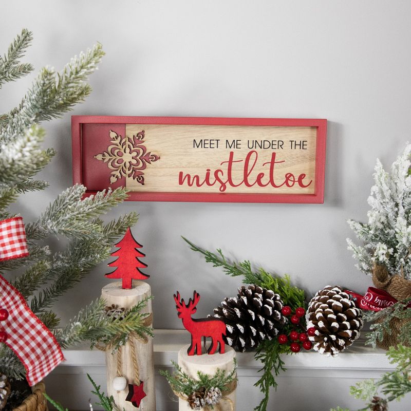 Northlight 11.75" Red Framed "Meet Me Under the Mistletoe" Christmas Wall Decoration, 2 of 8