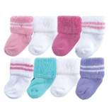 Luvable Friends Baby Girl Newborn and Baby Terry Socks, Pink Gray