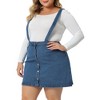 Agnes Orinda Women's Plus Size Suspender Adjustable Strap Cross Back Mini Denim A-Line Skirts - 2 of 4