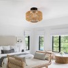 DAKAFUL Boho Rattan Woven Flush Mount Ceiling Light,11.8" E26 Base Farmhouse Natural Rope Cage Ceiling Fixture for Bedroom/Hallway - 2 of 4