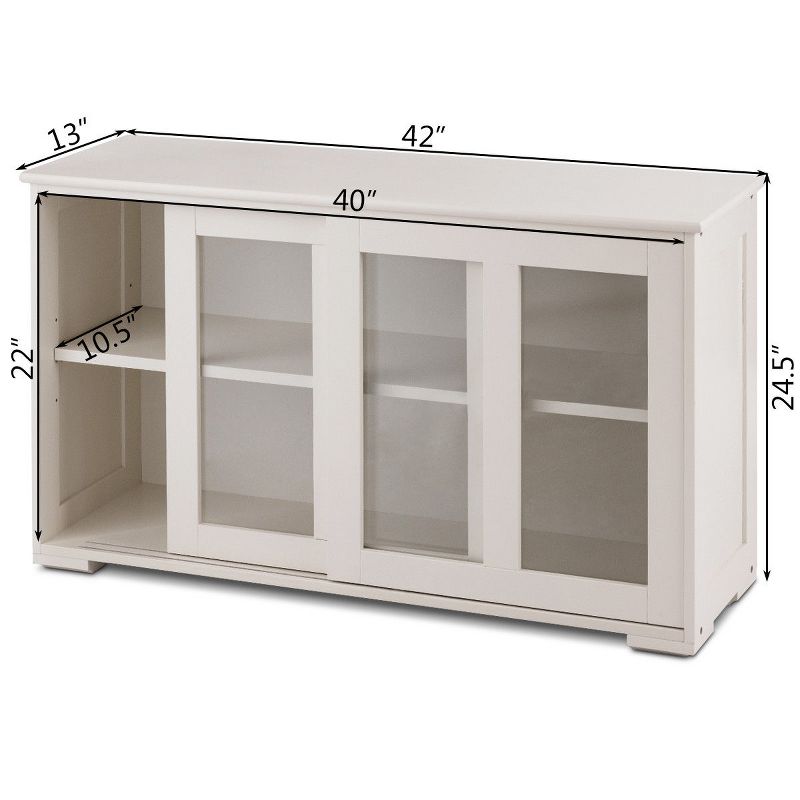 Costway Kitchen Storage Cabinet Sideboard Buffet Cupboard w/ Sliding Door, 3 of 11